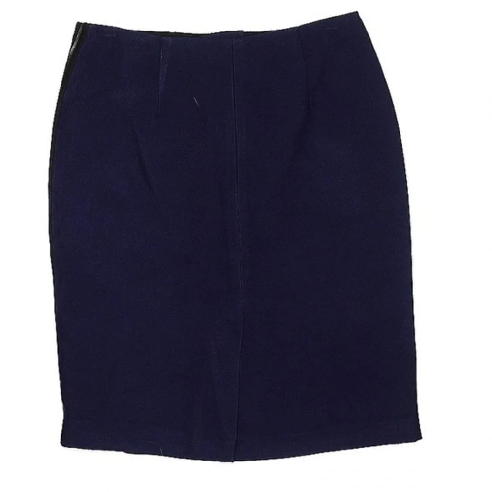 Sachin + Babi for Ankasa | Silk Blue Faux Leather Trim Moto Pencil Skirt Size 2